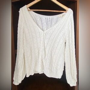 La Maille Sézane white embroidered knit sweater